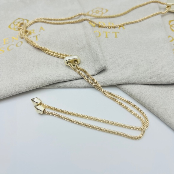 Kendra Scott Inez Rose Quartz Long Pendant Necklace in Gold - Picture 5 of 5